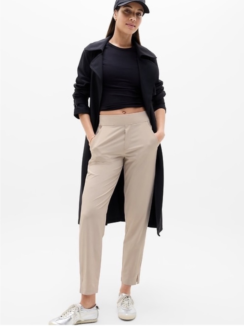 ATHLETA Women's Brooklyn Ankle Pants in Beige Size 6 Commuter Pants Travel Comfy